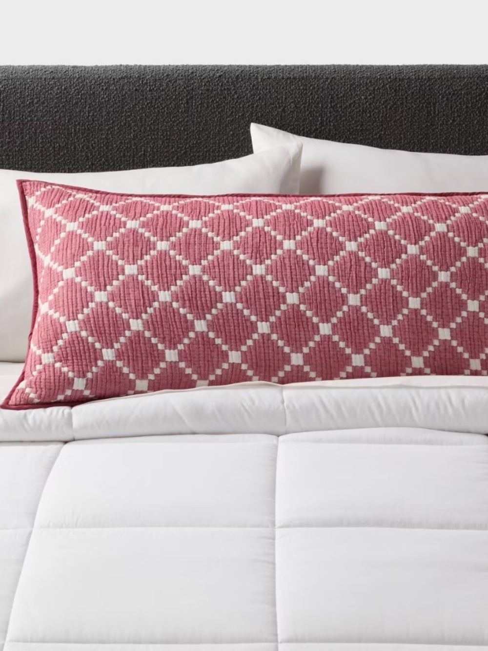 Body Pillow Cover Reversible Matelasse Red Lattice - Threshold NEW